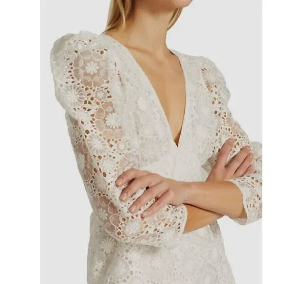 LoveShackFancy Faye Mini Dress 4 White NWT - Picture 10 of 11